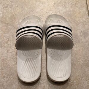 Adidas Women's White and Black Slide Sandals